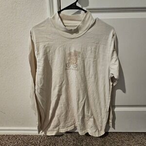 Teddy Fresh Mock Neck Long Sleeve T Shirt Cream Teddy Bear Men's L